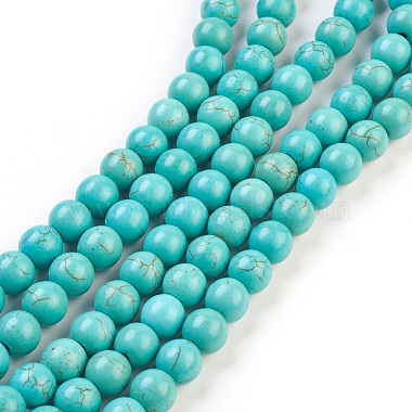 8mm LightSeaGreen Round Synthetic Turquoise Beads