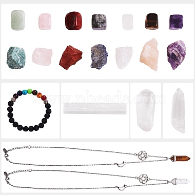 DIY Chakra Gemstone Bracelet Necklace Making Kit(DIY-SZ0008-04)-2