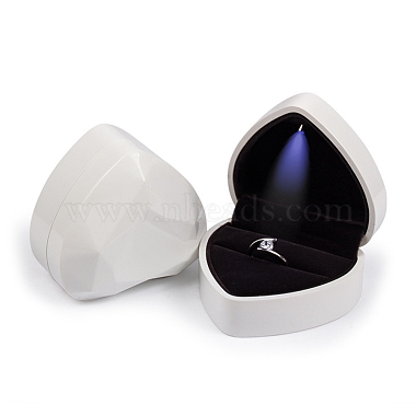 White Heart Plastic Ring Box