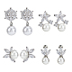 4 Pairs 4 Style Brass Micro Pave Cubic Zirconia Stud Earrings with Plastic Imitation Pearls(EJEW-FI0003-11)-1