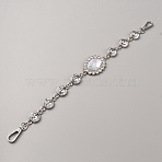 Oval & Flat Round Crystal Rhinestone Link Bag Handles, with Iron Swivel Clasps, Purse Making Supplies, Platinum, 37.9cm(DIY-WH0111-146)