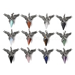 Natural & Synthetic Mixed Stone Pendants, Bird, Antique Silver, 47x53x19mm, Hole: 6x4mm(GG-C001-02)