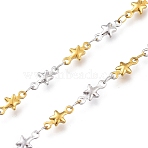 304 Stainless Steel Star Link Chains, with Spool, Soldered, Golden & Stainless Steel Color, Star Link: 9.5x4.5x1.6mm, Link: 3.5x2x0.2mm, about 16.4 Feet(5m)/roll(CHS-M003-04GP)