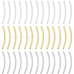 300Pcs 3 Colors Brass Tube Beads, Curved Tube, Mixed Color, 30x2mm, Hole: 1mm, 100pcs/color (KK-PA0001-07)