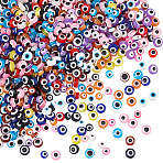 860Pcs 23 Colors Resin Beads, Flat Round, Evil Eye, Mixed Color, 6~8x4~6mm, hole: 1.5~2mm(RESI-SP0001-60)