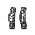 304 Stainless Steel Bayonet Clasps, Curved Tube, Textured, Round Hole, Antique Silver, 30x8x9.5mm, Hole: 6mm(STAS-A138-05AS)