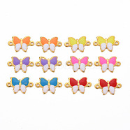 304 Stainless Steel Enamel Links Connectors, Two Tone, Butterfly, Real 16K Gold Plated, Cadmium Free & Nickel Free & Lead Free, Mixed Color, 6.5x10x1mm, Hole: 1mm(STAS-N088-21-NR)