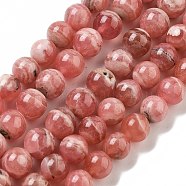 Natural Argentina Rhodochrosite Beads Strands, Round, 6mm, Hole: 1mm, about 70pcs/strand, 15.2 inch(38.5cm)(G-D864-14-6mm-A)