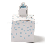 Paper Gift Box, Folding Candy Boxes, Decorative Gift Box for Weddings, Square with Feeding-bottle Pattern, Light Sky Blue, Fold: 5.35x5.35x9.2cm, Unfold: 15.5x10.5x0.1cm(CON-I009-11B)
