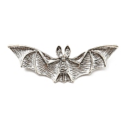 Halloween Alloy Connector Charms, Bat Links, Antique Silver, 26x76x7mm, Hole: 6x3mm(PALLOY-D020-17AS)