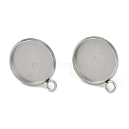 Non-Tarnish 304 Stainless Steel Stud Earring Finding, Flat Round, Stainless Steel Color, 16.5x13.5x0.5mm, Hole: 2mm(STAS-Z084-08C-P)