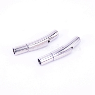 Stainless Steel Bayonet Clasps, Column, Stainless Steel Color, 29.5x7x5mm, Hole: 3mm(STAS-CJC0003-03P-B)