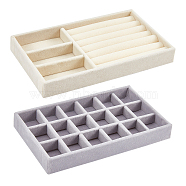 2 Pcs 2 Styles Flocking Jewelry Trays, Rectangle, Mixed Color, 21x12.5x2.5cm, 2 colors, 1pc/color, 2pcs/set(DJEW-FG0001-11)