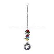 Crystal Teardrop Beaded Wall Hanging Decoration Pendant Decoration, Hanging Suncatcher, with Iron Ring and Glass Beads, Colorful, 200mm, Pendant: 35.5x31mm(HJEW-G019-01B)