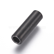 304 Stainless Steel Magnetic Clasps with Glue-in Ends, Frosted, Column, Gunmetal, 16x5mm, Hole: 3mm(STAS-G203-12MB-C)