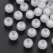 Frosted Acrylic Beads, Bead in Bead, Round, White, 12mm, Hole: 2.5mm, about 570pcs/500g(FACR-Q006-12mm-01)