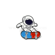 Spaceman Skateboarding Enamel Pin, Astronaut Alloy Enamel Brooch for Backpack Clothes, Electrophoresis Black, Colorful, 26x25x1.6mm, Pin: 1mm(JEWB-SZC0002-001B)