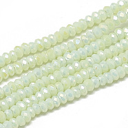 Electroplate Opaque Solid Color Glass Beads Strands, Faceted, Rondelle, Honeydew, 2.5x1.5mm, Hole: 0.8mm, about 160~165pcs/strand, 13.78 inch~14.17 inch(35~36cm)(X-EGLA-Q112-B11)
