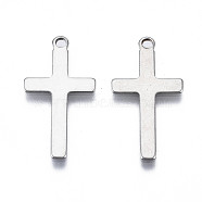 201 Stainless Steel Pendants, Stamping Blank Tag, Cross, Stainless Steel Color, 23x12x1mm, Hole: 1.5mm(STAS-N095-024)