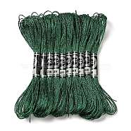 10 Skeins 12-Ply Metallic Polyester Embroidery Floss, Glitter Cross Stitch Threads for Craft Needlework Hand Embroidery, Friendship Bracelets Braided String, Sea Green, 0.8mm, about 8.75 Yards(8m)/skein(OCOR-Q057-A15)