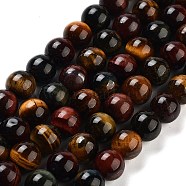 Gemstone Beads, Colorful Tiger Eye, Grade A, Round, Colorful, 8mm, Hole: 1mm, 46pcs/strand 15.2 inch(X-Z0RQR012)