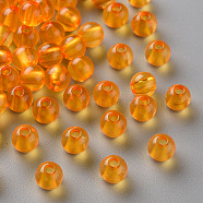Transparent Acrylic Beads, Round, Orange, 6x5mm, Hole: 1.8mm, about 4400pcs/500g(MACR-S370-A6mm-724)
