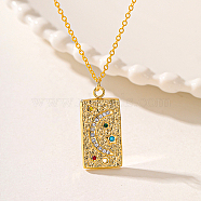 Brass Pendant Necklaces, Real 18K Gold Plated, Rectangle, 17.72 inch(450mm)(HA5496-1)