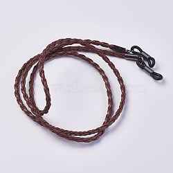 (Clearance Sale)PU Leather Anti-skidding Braided Round Eyeglasses Chains, Neck Strap for Eyeglasses, Coconut Brown, 27 inch(69cm)(AJEW-TAC0017-03B)