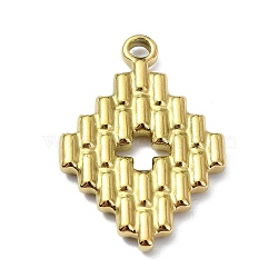Ion Plating(IP) 304 Stainless Steel Pendants, Rhombus Charm, Real 18K Gold Plated, 26x17.5x2.5mm, Hole: 2mm(STAS-B058-24G-01)