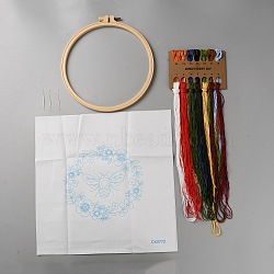 DIY Embroidery Kits, Including Printed Cotton Fabric, Embroidery Thread & Needles, Plastic Embroidery Hoop, Bees, 300x304x0.5mm, Thread: 14 colors(DIY-WH20001-09D)