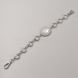 Oval & Flat Round Crystal Rhinestone Link Bag Handles, with Iron Swivel Clasps, Purse Making Supplies, Platinum, 37.9cm(DIY-WH0111-146)