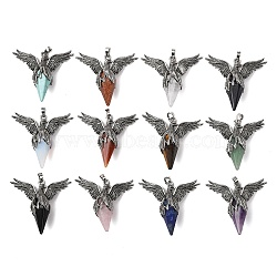 Natural & Synthetic Mixed Stone Pendants, Bird, Antique Silver, 47x53x19mm, Hole: 6x4mm(GG-C001-02)
