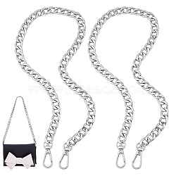 2Pcs Purse Chains, Aluminum Curb Link Chains Bag Strap with Alloy Swivel Clasps, Platinum, 60cm, Link: 16.5x11.5x3mm, Clasps: 38x12x4mm(FIND-PH0018-53)