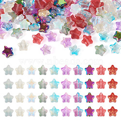 Pandahall 100Pcs 10 Styles Transparent Glass Beads, Star, Electroplate & Spray Painted, Mixed Color, 8~8.5x8~8.5x4mm, Hole: 0.8~1mm, 10Pcs/style(GLAA-TA0001-65)