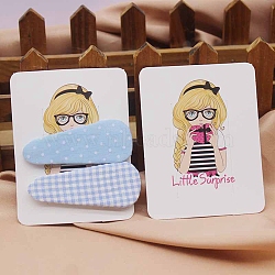 Rectangle Paper Hair Clip Display Cards, Jewelry Display Cards for Hair Clip Storage, White, Girl Pattern, 9x7x0.05cm(CDIS-C004-03J)