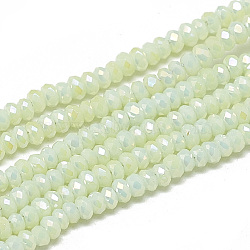 Electroplate Opaque Solid Color Glass Beads Strands, Faceted, Rondelle, Honeydew, 2.5x1.5mm, Hole: 0.8mm, about 160~165pcs/strand, 13.78 inch~14.17 inch(35~36cm)(X-EGLA-Q112-B11)