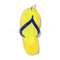 Printed Acrylic Pendants, with Iron Jump Ring, Shoes, 44x18.5x2.5mm, Hole: 5.5mm(OACR-G030-02A)