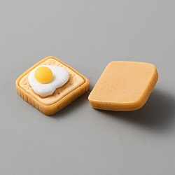 Opaque Resin Cabochons, Imitation Food, Bread, Dark Orange, Egg Pattern, 19x18.5x8.5mm(CRES-WH0010-035H)