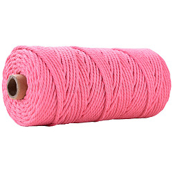 Cotton String Threads for Crafts Knitting Making, Deep Pink, 3mm, about 109.36 Yards(100m)/Roll(KNIT-PW0001-01-36)