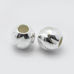 925 Sterling Silver Corrugated Spacer Beads, Round, Silver, 3x3mm, Hole: 1mm, about 70pcs/5g(STER-K171-41S)
