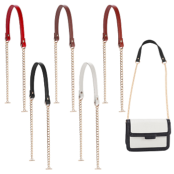 WADORN 5Pcs 5 Colors Imitation Leather Bag Straps, with Iron Curb Chain & T-Bar Clasp, Mixed Color, 86x2cm, 1pc/color