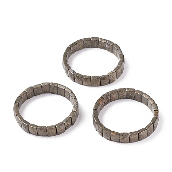 Natural Pyrite Stretch Bracelets, Faceted, Rectangle, 2-3/8 inch(6cm)