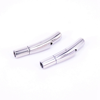 Stainless Steel Bayonet Clasps, Column, Stainless Steel Color, 29.5x7x5mm, Hole: 3mm