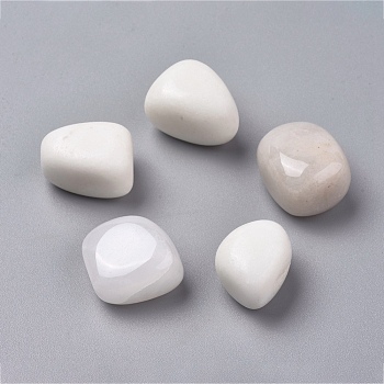 Natural White Jade Beads, Healing Stones, for Energy Balancing Meditation Therapy, Tumbled Stone, Vase Filler Gems, No Hole/Undrilled, Nuggets, 20~35x13~23x8~22mm