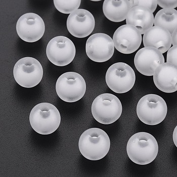 Frosted Acrylic Beads, Bead in Bead, Round, White, 12mm, Hole: 2.5mm, about 570pcs/500g