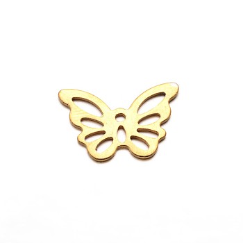 Butterfly 304 Stainless Steel Pendants, Golden, 15x10.5x0.5mm, Hole: 1mm