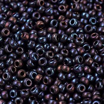 MIYUKI Round Rocailles Beads, Japanese Seed Beads, 11/0, (RR466) Metallic Dark Raspberry Gold Luster, 2x1.3mm, Hole: 0.8mm, about 50000pcs/pound