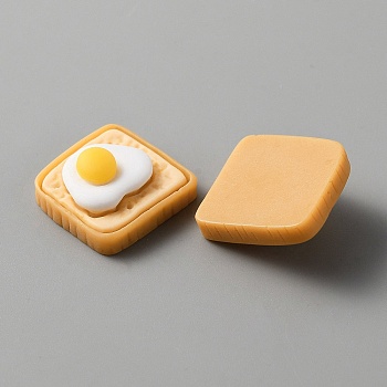 Opaque Resin Cabochons, Imitation Food, Bread, Dark Orange, Egg Pattern, 19x18.5x8.5mm