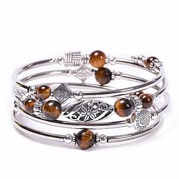 Bohemian Multi-Layered Natural Tiger Eye Wrap Bracelet Women's Jewelry, show in picture