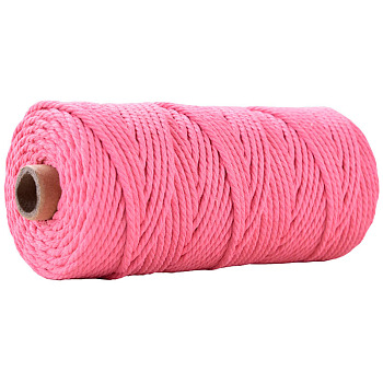 Cotton String Threads for Crafts Knitting Making, Deep Pink, 3mm, about 109.36 Yards(100m)/Roll